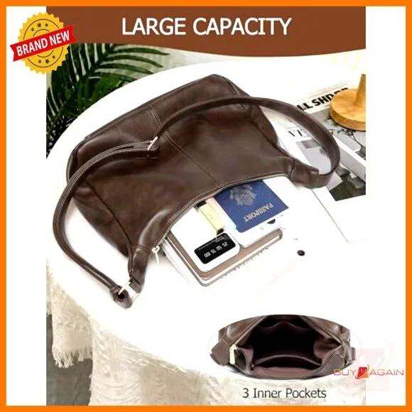 Soft Vegan Leather Hobo Bag with Adjustable Strap and Mini Purse - Picture 6 of 7